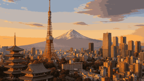 Tokyo skyline view with Tokyo Tower and Mount Fuji in the background – Best places to visit in Tokyo 2025 travel guide