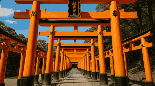 Fushimi Inari Taisha Shrine in Kyoto with iconic red torii gates and peaceful forest path – best places to visit in Kyoto Japan