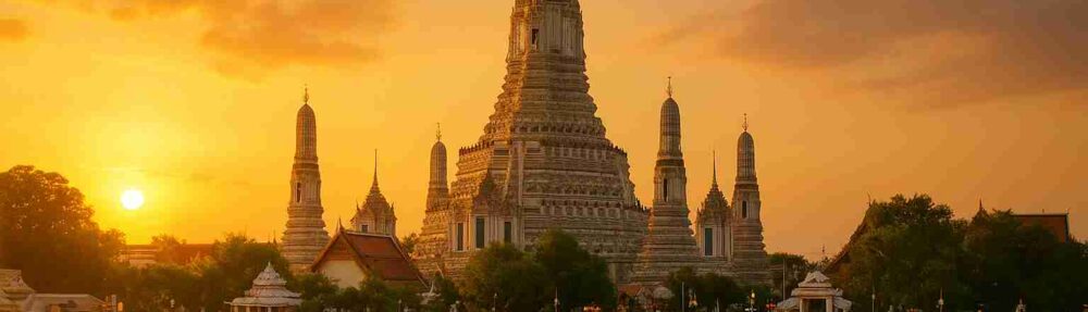 Scenic view of Thailand’s hidden tropical island with turquoise waters, limestone cliffs, and traditional long-tail boat – Thailand Travel Guide 2025